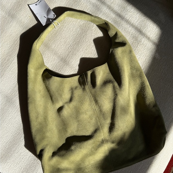 & Other Stories Large Suede Tote Bag in Green - Picture 5 of 13